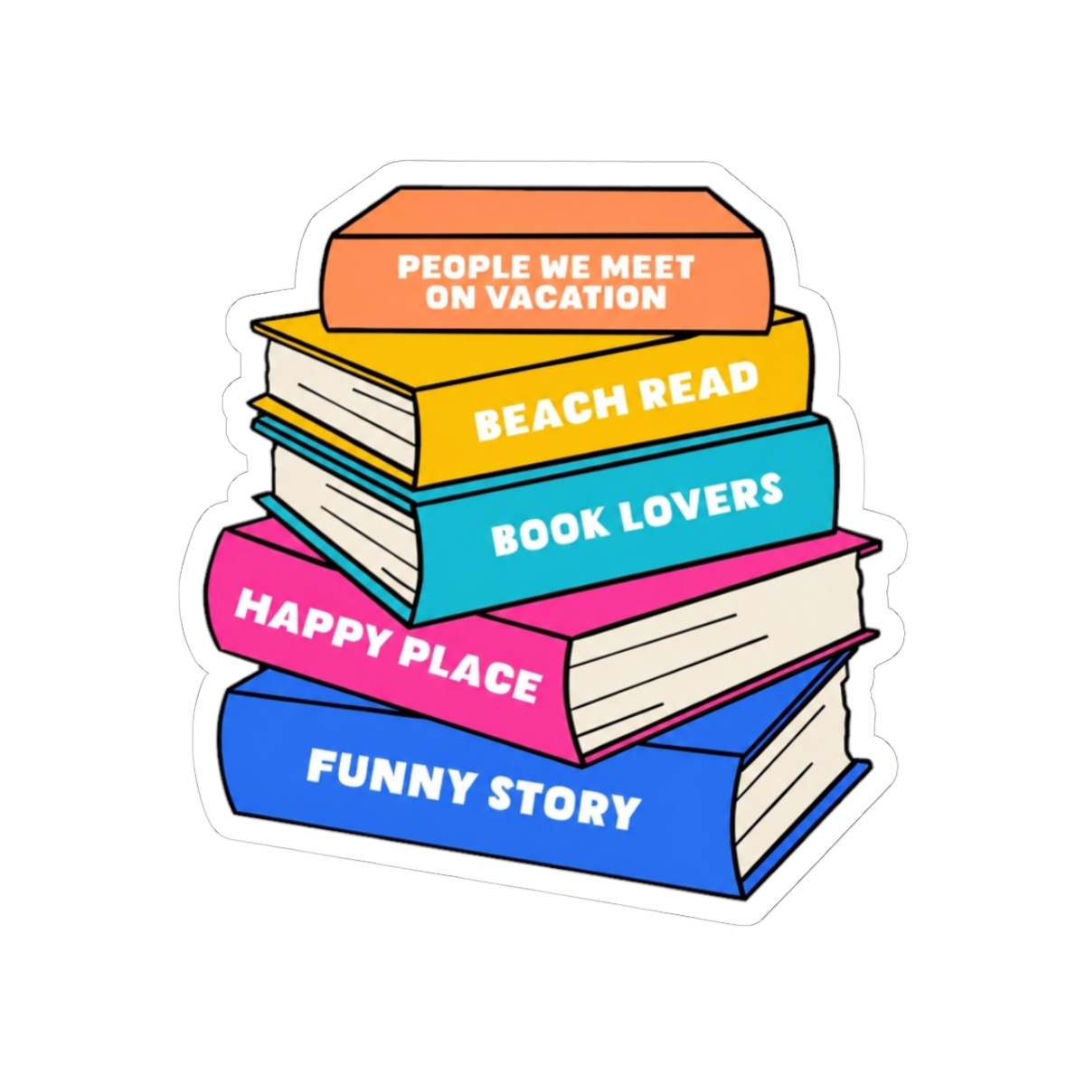 Emily Henry Book Stack Cartoon